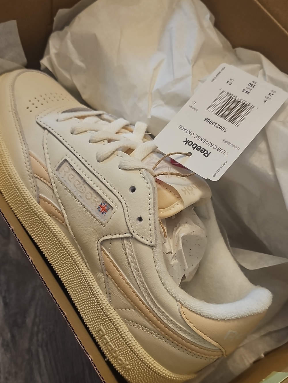 Reebok Club C Leather Sneakers in Cream & Pale Peach